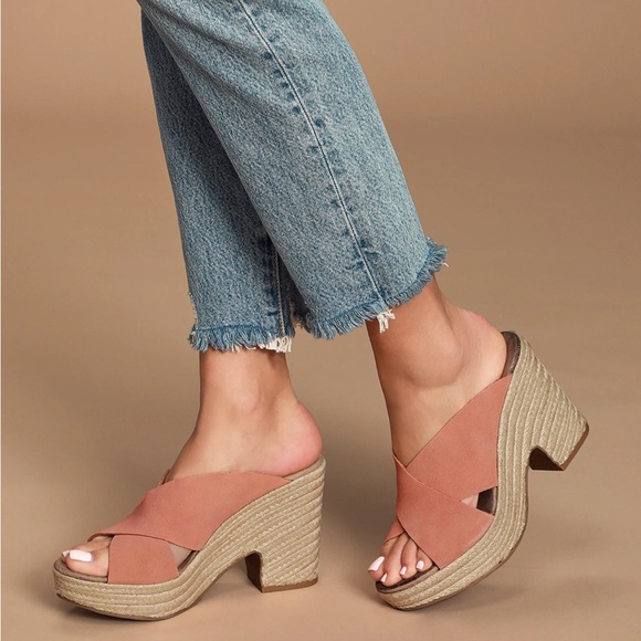 Chinese Laundry Shoes - Chinese Laundry Quay Clay Pink Suede Espadrille Platform Sandal Size 9